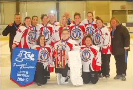  ?? Photo submitted ?? Members of the Westside Heat ringette team celebrate their provincial championsh­ip in the under-19 B Division from the March 11-12 tournament in Port Coquitlam.