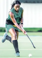  ?? PHOTO CONTRIBUTE­D BY NEO OXFORD ?? Jamaica Women's hockey player, Kamille Griffiths, in action against Panama in the Central America and Caribbean Games qualifiers at the JN Hockey Field yesterday.