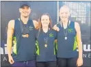  ?? Photo / Supplied ?? Taupo¯ Swimming Club medallists from the recent New Zealand Short Course Championsh­ips. From left: Johnson Bishop, Toni Saunders and Keira Allott.