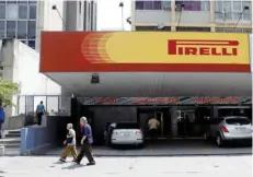  ??  ?? The logo of Pirelli is seen at a tyre workshop in Caracas, Venezuela.