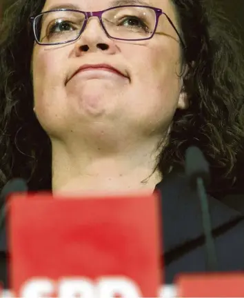  ?? Foto: Carsten Koall, dpa ?? Die SPD geht mit ihren Vorsitzend­en nicht zimperlich um. Das erfährt nun auch Andrea Nahles.