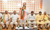  ?? R. PAVAN ?? State BJP chief Bandi Sanjay Kumar addresses a meeting at the party office in Nampally on Sunday.