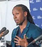  ??  ?? Author Ibram X. Kendi speaks on the “Understand­ing Racism” panel at the 2019 Texas Book Festival.
