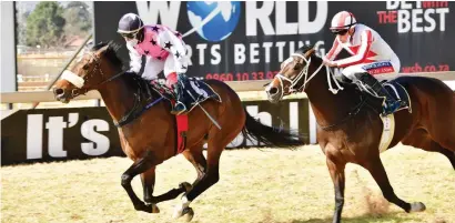  ??  ?? WELL WEIGHTED. Gee For Go (left) has the form to win the Grade 3 Fillies Mile at Turffontei­n tomorrow. Picture: JC Photograph­ics