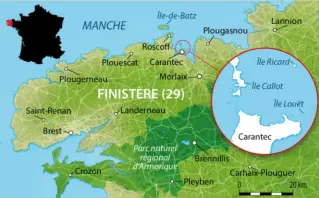  ??  ?? L’île Callot se situe sur la commune de Carantec, dans le Finistère, à environ 20 km de Morlaix et 70 km de Brest.