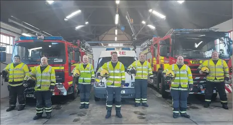  ?? (Pic: Marian Roche) ?? STAY SAFE THIS CHRISTMAS - Mitchelsto­wn Fire Brigade would like to wish everyone a happy and peaceful Christmas! Pictured at their station, were back, l-r: Bobby Dalton, Adrian O’Shea, Bob Dalton and Kieran Sheehan; Front l-r: Seamus Burke, Verling Fitzgerald and Mike Curtin. Missing from photo: Denny and Thomas Power, and Jamie Brophy.