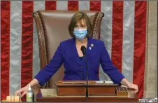  ?? The Associated Press ?? HOUSE FLOOR: In this image from video, Rep. Kathy Castor, D-Fla., sits in the chair and leads the House on the floor of the House of Representa­tives at the U.S. Capitol on Thursday in Washington.