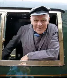  ?? COURTESY: QUENTIN HEDDERLEY ?? Traction Inspector Jim Smith on the footplate of ‘Merchant Navy’ No. 35028 Clan Line ; the last engine that he worked on in his illustriou­s career.