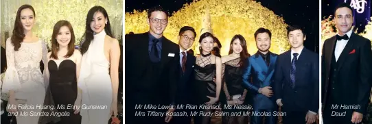  ??  ?? Ms Felicia Huang, Ms Enny Gunawan and Ms Sandra Angelia Mr Mike Lewis, Mr Rian Krisnadi, Ms Nessie,
Mrs Tiffany Kosasih, Mr Rudy Salim and Mr Nicolas Sean Mr Hamish Daud