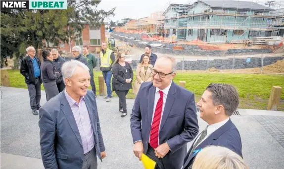  ?? Photo / Dean Purcell ?? Mayor Phil Goff with Housing Minister Phil Twyford and Mt Roskill MP Michael Wood at the site of the redevelopm­ent in Mt Roskill.