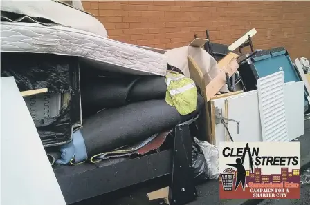  ??  ?? The rubbish dumped in Southwick by a van driver and, left, Coun Michael Mordey.