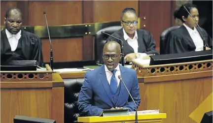  ?? / ESA ALEXANDER ?? Finance Minister Malusi Gigaba during his medium-term budget policy statement used fancy jargon to conceal a simple truth that the government is broke, says the writer.