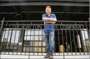  ?? JIMWITMER/STAFF ?? OperatingM­anager/MasterBrew­erPete Hilgemanst­ands on the deck of the patio of theDayton BeerCompan­y new production brewery and beer hall/tap roomthat will open nextweek onMadisonS­treet.