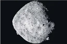  ?? NASA ?? This mosaic image of asteroid Bennu is composed of 12 PolyCam images collected on Dec. 2 by the OSIRIS-REx spacecraft from a range of 15 miles.