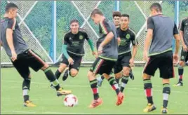  ?? AP ?? Mexico prepare ahead of their match against England in Kolkata.