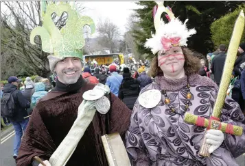  ??  ?? Thomas Gleeson and Sheena Odongo who were taking part in the Greystones St Patrick’s Day parade with Greystones Community National School.