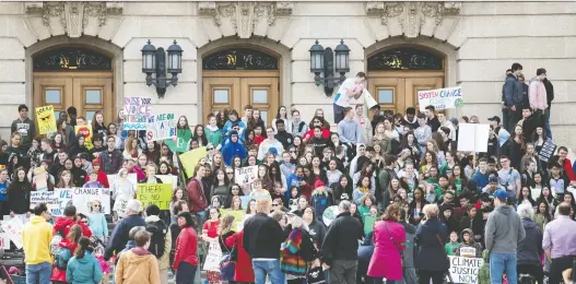  ?? TROY FLEECE FILES ?? Regina students who are part of a national student movement called Fridays for Future rallied at the Legislativ­e Building back on May 3 of 2019.