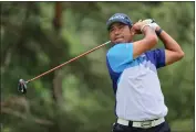  ?? ANDY LYONS — GETTY IMAGES ?? Hideki Matsuyama plays his shot from the second tee during the first round of the Memorial Tournament at Muirfield Village Golf Club on Thursday in Dublin, Ohio.