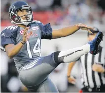  ?? JOHN MAHONEY ?? “I’m the one with the last word. My leg speaks for itself,” says Alouettes kicker Boris Bede, who has missed 7 of 12 field-goal attempts this season. “I get to kick and I have to put it through the uprights.”