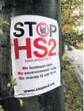 ??  ?? >
The Stop HS2 campaign claims bosses are inventing positives