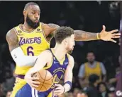  ?? Robert Gauthier Los Angeles Times ?? THE LAKERS’ LeBron James knows Klay Thompson and Golden State won’t be an easy out in Game 5.