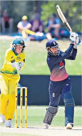  ??  ?? Leading from front: Heather Knight hit an unbeaten 88 from 80 balls as England made their highest one-day score against Australia; (below) Knight celebrates with Natalie Sciver