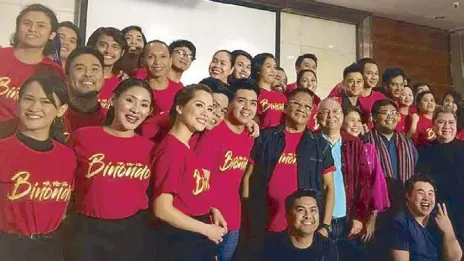  ??  ?? The cast and crew of Binondo, A Tsinoy Musical, which is directed by Joel Lamangan and written by Ricky Lee