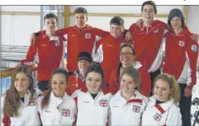  ??  ?? England’s men’s and women’s teams at the World Junior-B Curling Championsh­ips in Finland