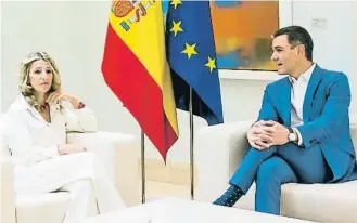  ?? Loni lusk ?? Yolanda Díaz y Pedro Sánchez en una reciente reunión en la Moncloa