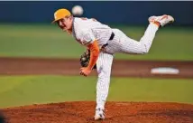  ?? TENNESSEE ATHLETICS PHOTO ?? Tennessee relief pitcher Andrew Behnke walked in two runs during the sixth inning before bouncing back with a strong seventh during Tuesday night’s 9-4 win over Austin Peay.