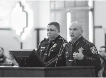  ?? Billy Calzada / San Antonio Express-News ?? Sheriff Javier Salazar talks to commission­ers about body cameras for his deputies in March.