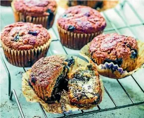  ??  ?? These banana and blueberry bran muffins can be made dairy free by using coconut yoghurt.