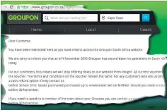  ??  ?? A screengrab of Groupon SA’s website.