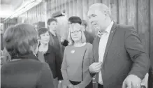  ??  ?? B.C. NDP premier-designate John Horgan with Courtenay-Comox MLA Ronna-Rae Leonard during the election. Leonard has been suggested as a possible pick for Horgan’s cabinet.
