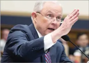  ?? ALEX WONG/GETTY IMAGES/AFP ?? US Attorney General Jeff Sessions testifies during a hearing before the House Judiciary Committee on Tuesday in Washington, DC.