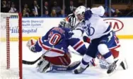  ?? BRUCE BENNETT/GETTY IMAGES ?? The diminutive Tyler Johnson scored the first three Tampa Bay goals on Monday night, including a short-handed marker to open the scoring. The Lightning controlled the special-teams game.