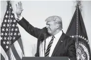  ?? THE ASSOCIATED PRESS ?? President Donald Trump arrives to speak at the National Republican Congressio­nal Committee March Dinner on Tuesday at the National Building Museum in Washington.