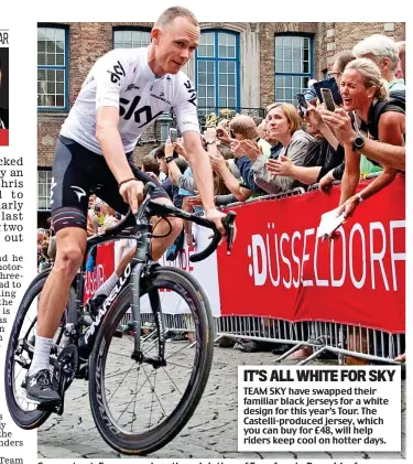  ??  ?? Support act: Froome enjoys the adulation of Tour fans in Dusseldorf