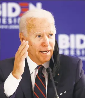  ?? Matt Slocum / Associated Press ?? Joe Biden on his fundraisin­g haul: “I’m in awe of this sum of money.”