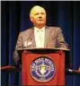  ?? DONNA ROVINS — DIGITAL FIRST MEDIA ?? State Sen. Robert Mensch, R-24th Dist., addressed the Pottstown Investor’s Conference Friday.