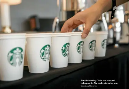  ?? Bloomberg/qilai Shen ?? Trouble brewing: Taste has stopped rolling out its Starbucks stores for now