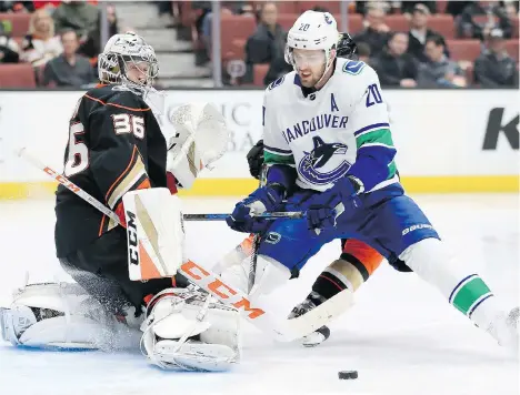  ?? SEAN M. HAFFEY/GETTY IMAGES ?? Canucks forward Brandon Sutter wants players like rookie Adam Gaudette to develop under a winning culture and says that the notion of tanking “doesn’t sit well with the pro athlete at all.”