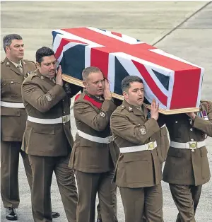  ?? Pictures: PA. ?? The ceremony at RAF Brize Norton in Oxfordshir­e yesterday.