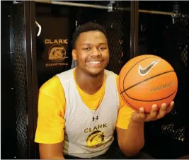  ?? Chitose Suzuki Las Vegas Review-journal @chitosepho­to ?? With a diet regimen sent by the Arkansas State coaching staff, Clark senior Antwon Jackson said he has lost 15 pounds and is working on dropping an additional 30.