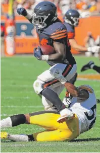  ?? | GETTY IMAGES ?? Tarik Cohen ( left) and Jordan Howard combined for 216 of the Bears’ 220 rushing yards Sunday against the Steelers.