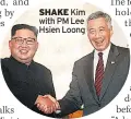  ??  ?? SHAKE Kim with PM Lee Hsien Loong
