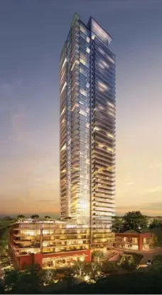  ??  ?? Westlake Encore, a 45-storey glass tower with 515 suites, will be the fourth and final building in Westlake Village in south Etobicoke.