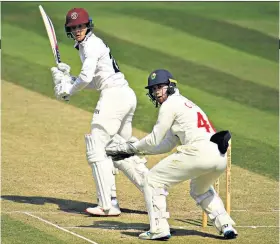  ??  ?? Captain’s innings: Somerset’s Tom Abell on the way to his sixth first-class century yesterday