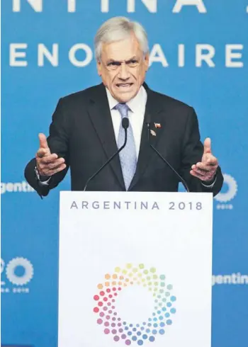  ??  ?? ► El Presidente Piñera ayer en la cumbre el G20 en Buenos Aires.