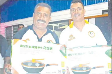  ?? Picture: SUPPLIED ?? Pritam Singh, left, and Bharat Ram, the winners of the Lautoka Golf Club Two men Ambrose tournament on Saturday.
